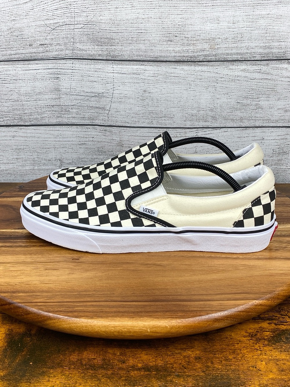 Vans Classic Slip On Checkerboard Black Off White Shoes Men’s Size 12